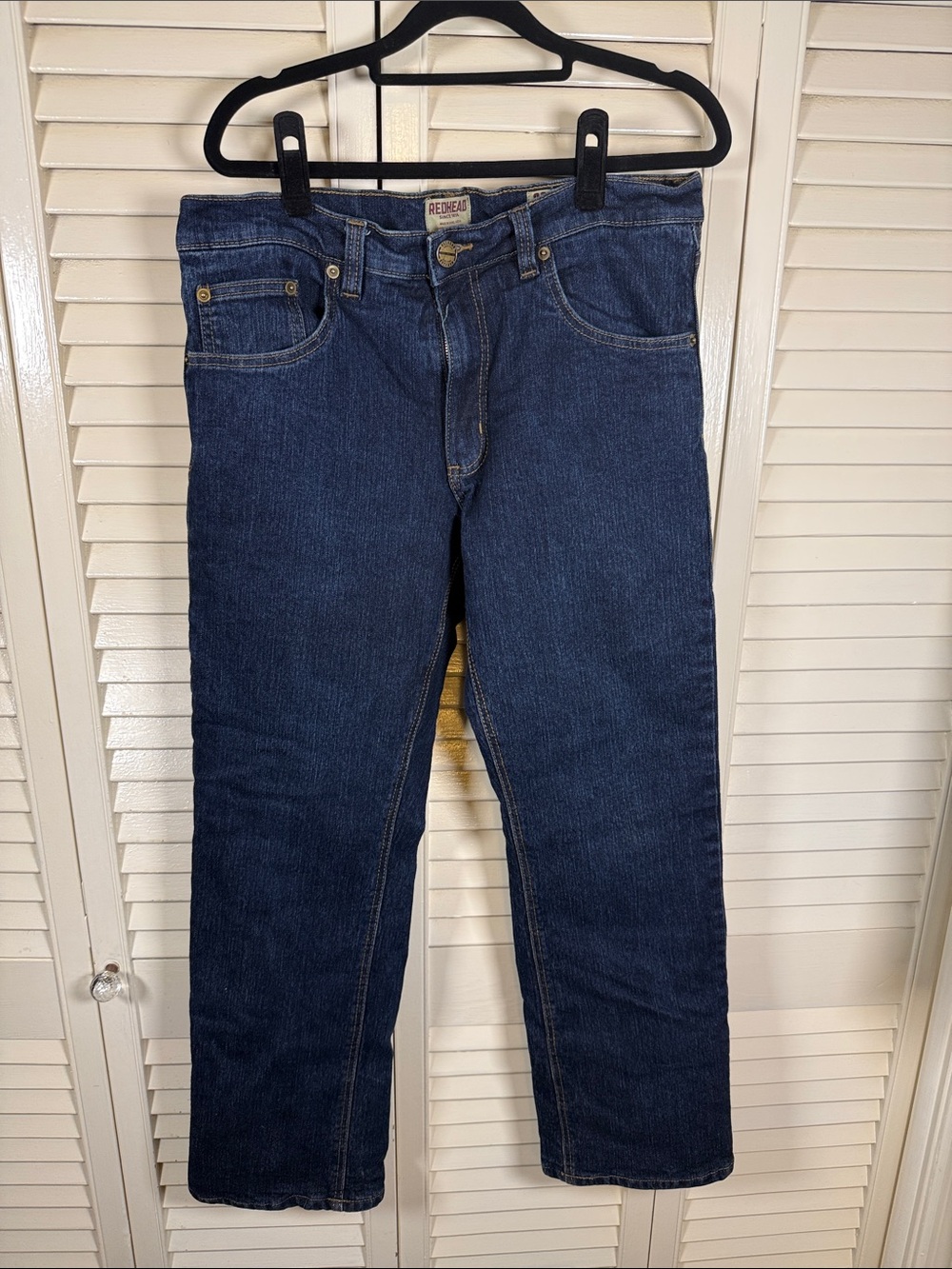 RedHead Men’s Flannel Lined Jeans 32x30 Buffalo Plaid Blue Denim